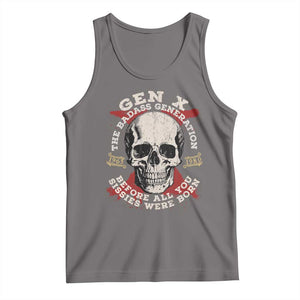 Funny Gen X Tank Top The Badass Generation Before All You Sissies Were Vintage Skull TS11 Deep Heather Print Your Wear