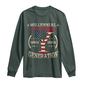 Funny Gen Y Long Sleeve Shirt Millennial proud Member Of Y Generation TS11 Dark Forest Green Print Your Wear