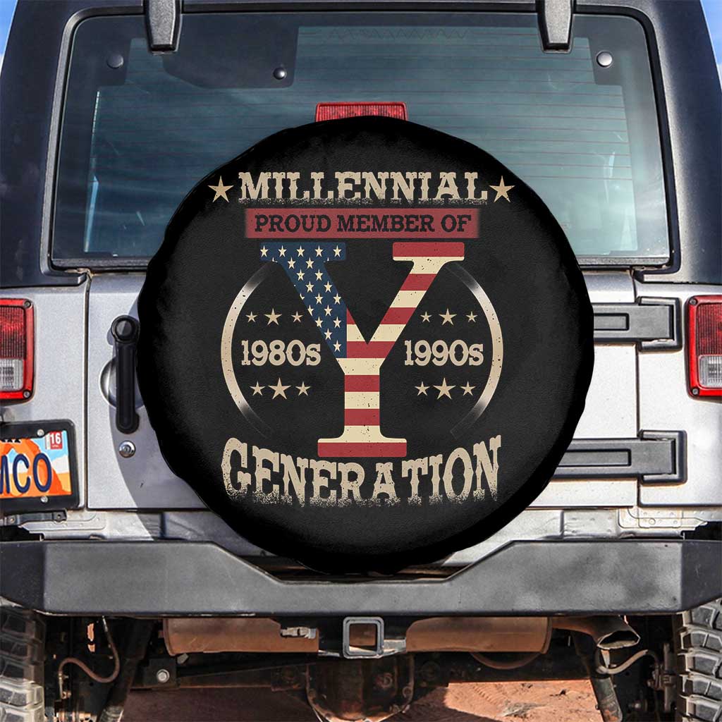Funny Gen Y Spare Tire Cover Millennial proud Member Of Y Generation TS11 No hole Black Print Your Wear