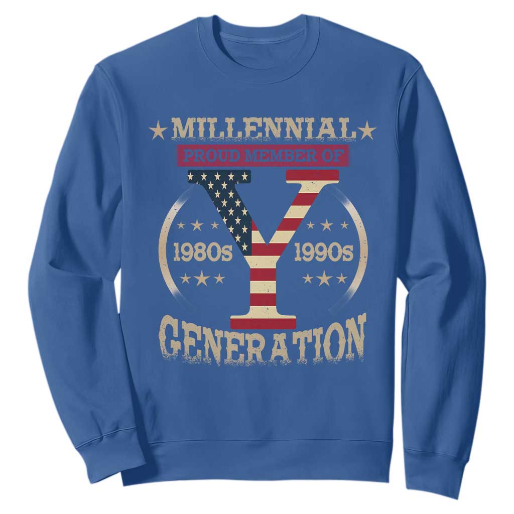 Funny Gen Y Sweatshirt Millennial proud Member Of Y Generation TS11 Royal Blue Print Your Wear