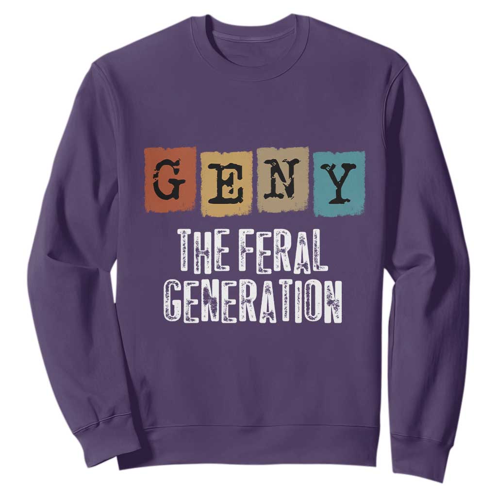 Funny Gen Y The Feral Generation Sweatshirt TS11 Purple Print Your Wear
