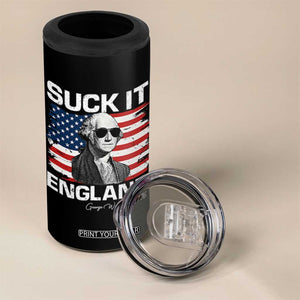 Funny George Washington 4 in 1 Can Cooler Tumbler Suck It England Bold Patriotic 4th of July 1776 TS02 Print Your Wear