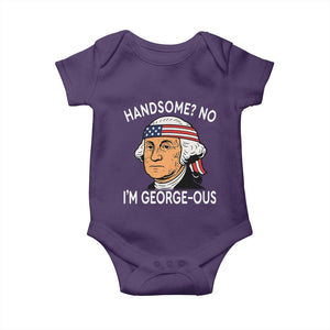 Funny George Washington Baby Onesie Handsome No Georgeous Patriotic 4th Of July Humor TS02 Purple Print Your Wear
