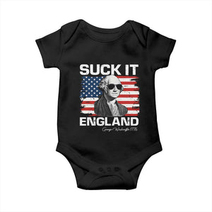 Funny George Washington Baby Onesie Suck It England Bold Patriotic 4th of July 1776 TS02 Black Print Your Wear