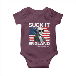Funny George Washington Baby Onesie Suck It England Bold Patriotic 4th of July 1776 TS02 Maroon Print Your Wear