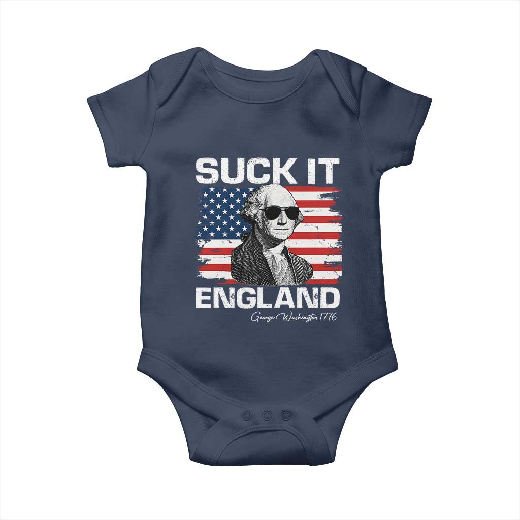 Funny George Washington Baby Onesie Suck It England Bold Patriotic 4th of July 1776 TS02 Navy Print Your Wear