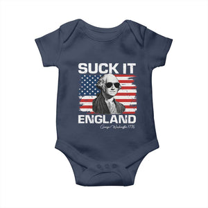 Funny George Washington Baby Onesie Suck It England Bold Patriotic 4th of July 1776 TS02 Navy Print Your Wear