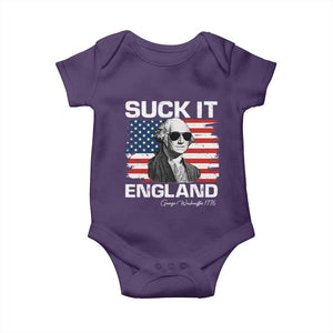 Funny George Washington Baby Onesie Suck It England Bold Patriotic 4th of July 1776 TS02 Purple Print Your Wear