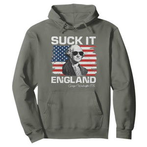 Funny George Washington Hoodie Suck It England Bold Patriotic 4th of July 1776 TS02 Military Green Print Your Wear