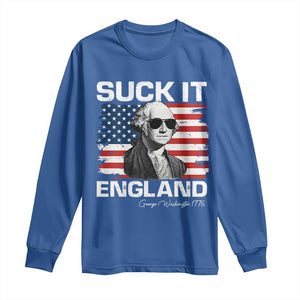 Funny George Washington Long Sleeve Shirt Suck It England Bold Patriotic 4th of July 1776 TS02 Royal Blue Print Your Wear