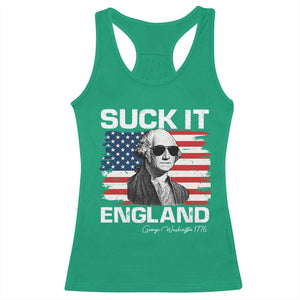 Funny George Washington Racerback Tank Top Suck It England Bold Patriotic 4th of July 1776 TS02 Irish Green Print Your Wear