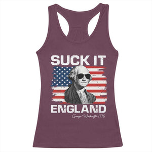 Funny George Washington Racerback Tank Top Suck It England Bold Patriotic 4th of July 1776 TS02 Maroon Print Your Wear