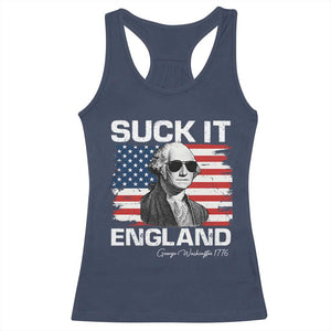 Funny George Washington Racerback Tank Top Suck It England Bold Patriotic 4th of July 1776 TS02 Navy Print Your Wear