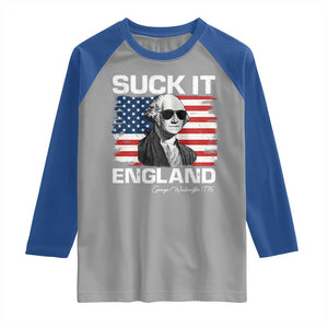 Funny George Washington Raglan Shirt Suck It England Bold Patriotic 4th of July 1776 TS02 Sport Gray Royal Print Your Wear