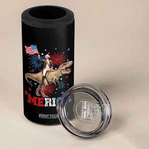 Funny George Washington Riding a Tyrannosaurus Rex 'Merica 4 in 1 Can Cooler Tumbler American Flag TS11 Print Your Wear