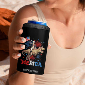Funny George Washington Riding a Tyrannosaurus Rex 'Merica 4 in 1 Can Cooler Tumbler American Flag TS11 Print Your Wear