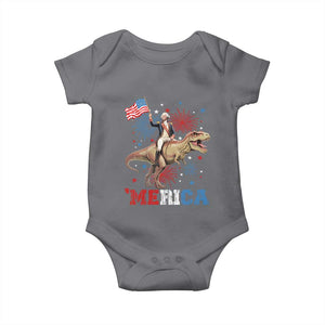 Funny George Washington Riding a Tyrannosaurus Rex 'Merica Baby Onesie American Flag TS11 Charcoal Print Your Wear