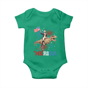 Funny George Washington Riding a Tyrannosaurus Rex 'Merica Baby Onesie American Flag TS11 Irish Green Print Your Wear