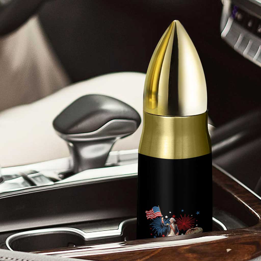 Funny George Washington Riding a Tyrannosaurus Rex 'Merica Bullet Tumbler American Flag TS11 Print Your Wear