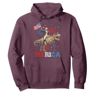 Funny George Washington Riding a Tyrannosaurus Rex 'Merica Hoodie American Flag TS11 Maroon Print Your Wear