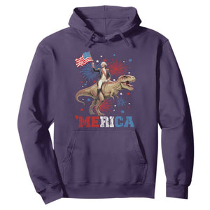 Funny George Washington Riding a Tyrannosaurus Rex 'Merica Hoodie American Flag TS11 Purple Print Your Wear