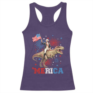 Funny George Washington Riding a Tyrannosaurus Rex 'Merica Racerback Tank Top American Flag TS11 Purple Print Your Wear