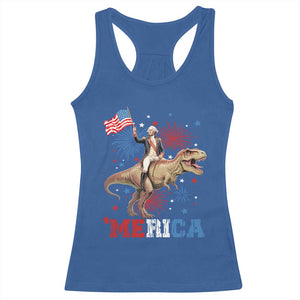 Funny George Washington Riding a Tyrannosaurus Rex 'Merica Racerback Tank Top American Flag TS11 Royal Blue Print Your Wear
