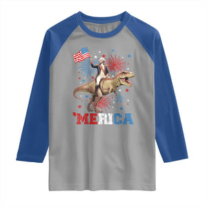 Funny George Washington Riding a Tyrannosaurus Rex 'Merica Raglan Shirt American Flag TS11 Sport Gray Royal Print Your Wear