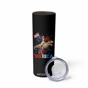 Funny George Washington Riding a Tyrannosaurus Rex 'Merica Skinny Tumbler American Flag TS11 Print Your Wear