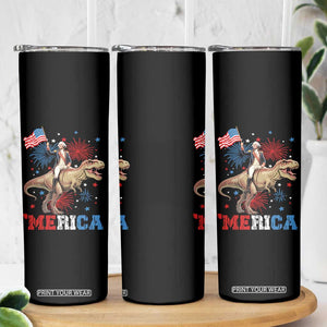 Funny George Washington Riding a Tyrannosaurus Rex 'Merica Skinny Tumbler American Flag TS11 Print Your Wear