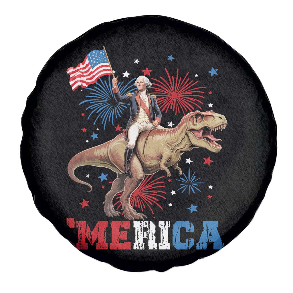 Funny George Washington Riding a Tyrannosaurus Rex 'Merica Spare Tire Cover American Flag TS11 Print Your Wear