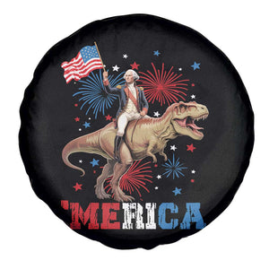Funny George Washington Riding a Tyrannosaurus Rex 'Merica Spare Tire Cover American Flag TS11 Print Your Wear