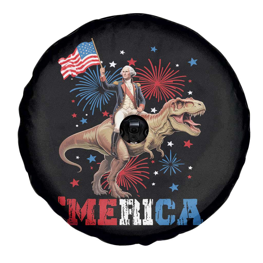 Funny George Washington Riding a Tyrannosaurus Rex 'Merica Spare Tire Cover American Flag TS11 Print Your Wear