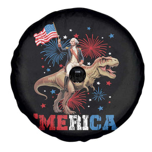 Funny George Washington Riding a Tyrannosaurus Rex 'Merica Spare Tire Cover American Flag TS11 Print Your Wear