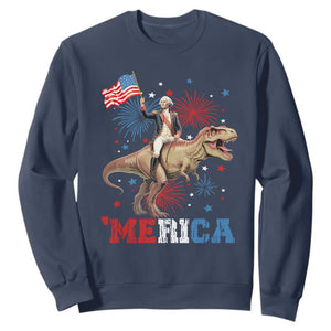 Funny George Washington Riding a Tyrannosaurus Rex 'Merica Sweatshirt American Flag TS11 Navy Print Your Wear