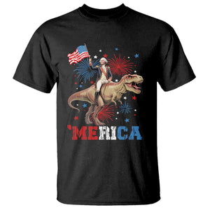 Funny George Washington Riding a Tyrannosaurus Rex 'Merica T Shirt American Flag TS11 Black Print Your Wear