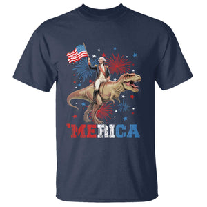 Funny George Washington Riding a Tyrannosaurus Rex 'Merica T Shirt American Flag TS11 Navy Print Your Wear