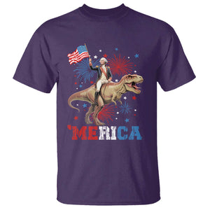 Funny George Washington Riding a Tyrannosaurus Rex 'Merica T Shirt American Flag TS11 Purple Print Your Wear