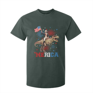Funny George Washington Riding a Tyrannosaurus Rex 'Merica T Shirt For Kid American Flag TS11 Dark Forest Green Print Your Wear
