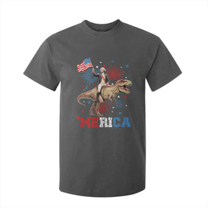 Funny George Washington Riding a Tyrannosaurus Rex 'Merica T Shirt For Kid American Flag TS11 Dark Heather Print Your Wear