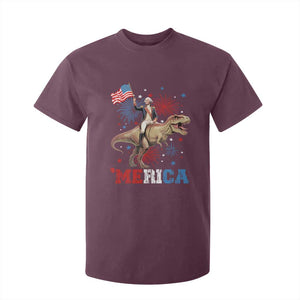 Funny George Washington Riding a Tyrannosaurus Rex 'Merica T Shirt For Kid American Flag TS11 Maroon Print Your Wear