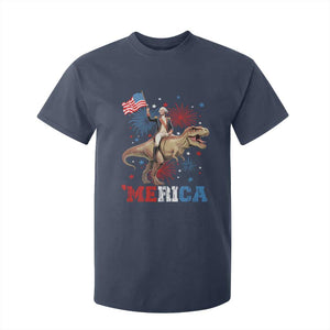 Funny George Washington Riding a Tyrannosaurus Rex 'Merica T Shirt For Kid American Flag TS11 Navy Print Your Wear