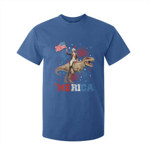 Funny George Washington Riding a Tyrannosaurus Rex 'Merica T Shirt For Kid American Flag TS11 Royal Blue Print Your Wear