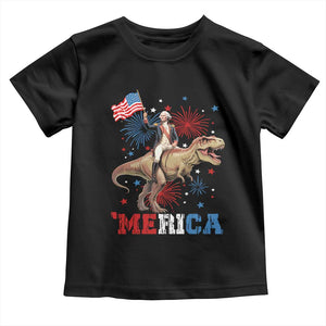 Funny George Washington Riding a Tyrannosaurus Rex 'Merica Toddler T Shirt American Flag TS11 Black Print Your Wear