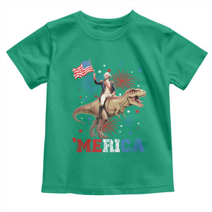 Funny George Washington Riding a Tyrannosaurus Rex 'Merica Toddler T Shirt American Flag TS11 Irish Green Print Your Wear