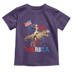 Funny George Washington Riding a Tyrannosaurus Rex 'Merica Toddler T Shirt American Flag TS11 Purple Print Your Wear