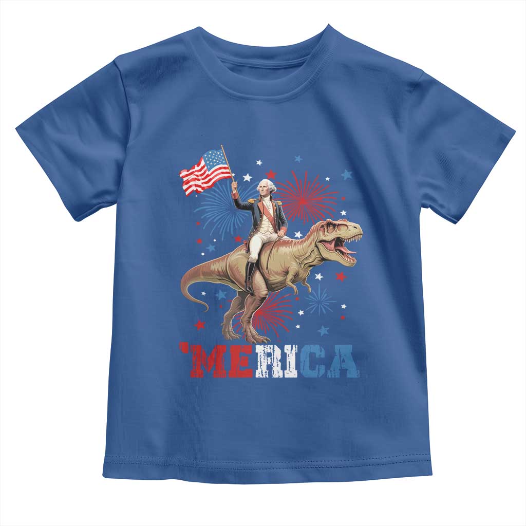 Funny George Washington Riding a Tyrannosaurus Rex 'Merica Toddler T Shirt American Flag TS11 Royal Blue Print Your Wear