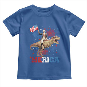 Funny George Washington Riding a Tyrannosaurus Rex 'Merica Toddler T Shirt American Flag TS11 Royal Blue Print Your Wear