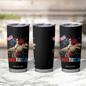 Funny George Washington Riding a Tyrannosaurus Rex 'Merica Tumbler Cup American Flag TS11 Print Your Wear