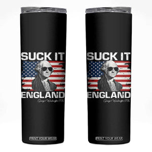 Funny George Washington Skinny Tumbler Suck It England Bold Patriotic 4th of July 1776 TS02 Black Print Your Wear